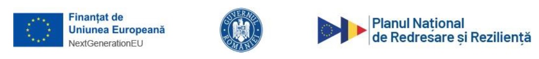 Finanțat de Uniunea Europeană – NextGenerationEU; Guvernul României; Planul Național de Redresare și Reziliență